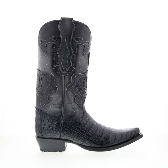 King Exotic Mens Caiman Belly Snip Toe Boots Black Boots (NWT)